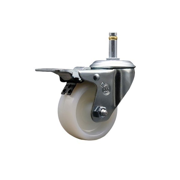 3'' Nylon Wheel Swivel 7/16'' Grip Ring Stem Caster Total Lock Brake